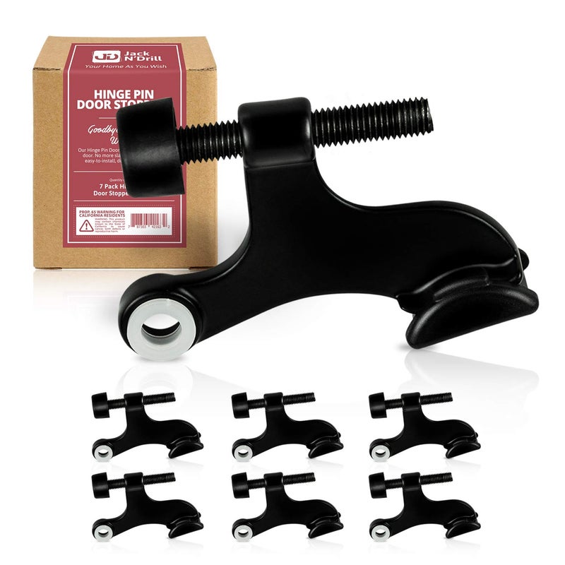 JD Jack N'Drill Jack Nâ€™ Drill Hinge Pin Door Stop (7 Pack) - Convenient Door Stopper for Door Hinges | Durable, Heavy Duty Metal Construction for Preventing Damaged Walls and Extra Door Security - Image 1